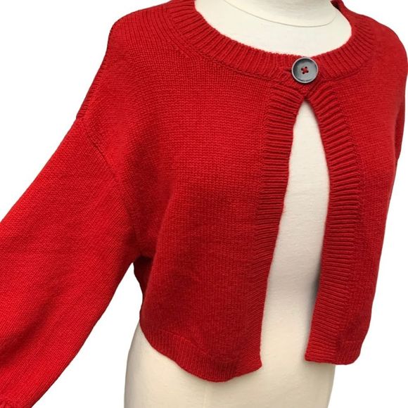 VINCE Cashmere Scoop Neck Sweater Red Cardigan size Large - Picture 5 of 15